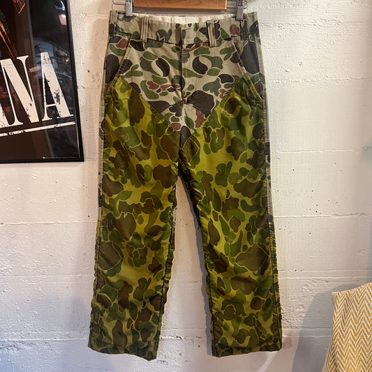 Vintage 60's/70's Duxbak Double Knee Frogskin Camouflage Hunting Pant - Size 29" x  25" - Made In USA - Olive