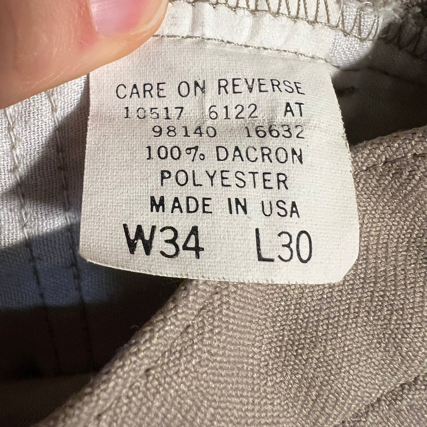 Vintage Late 70's Levi's Sta-Prest Dacron Pants - Size 34" x 30" - Made In USA - Scovill Zipper - Beige