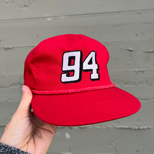 Vintage 90's Bill Elliott #94 Embroidered Nascar Snapback Hat - O/S - Red/Black/White