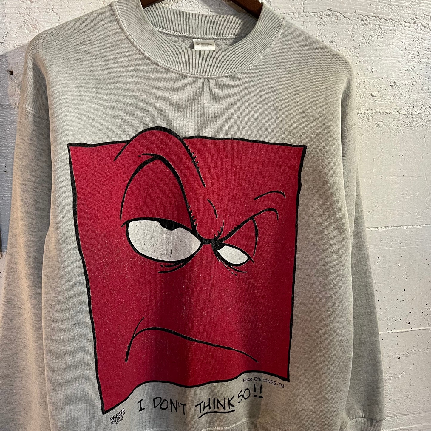 Vintage 90's Face Offs By Freeze NY Graphic Crewneck Sweatshirt - Size Medium - Heather Grey