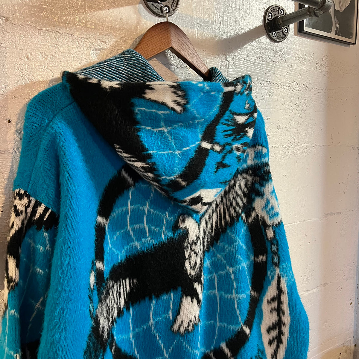 Vintage Native Dreamcatcher Fuzzy Zip Up Fleece Sweatshirt - Size XL - Blue/Multi