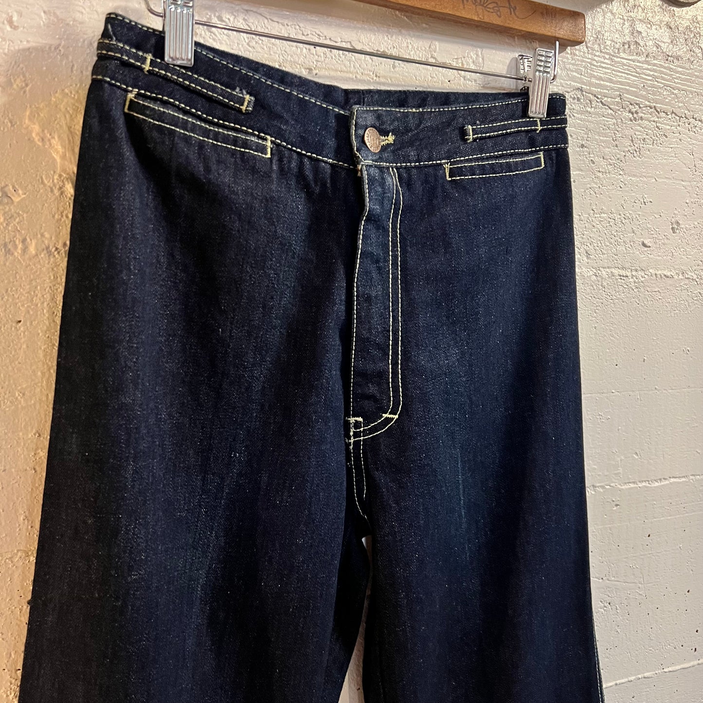 Vintage 70’s Jean St. Germain Paris High Waisted Raw Denim Jeans - Size Women’s 10/11 - Fabric Made In USA - Raw Denim