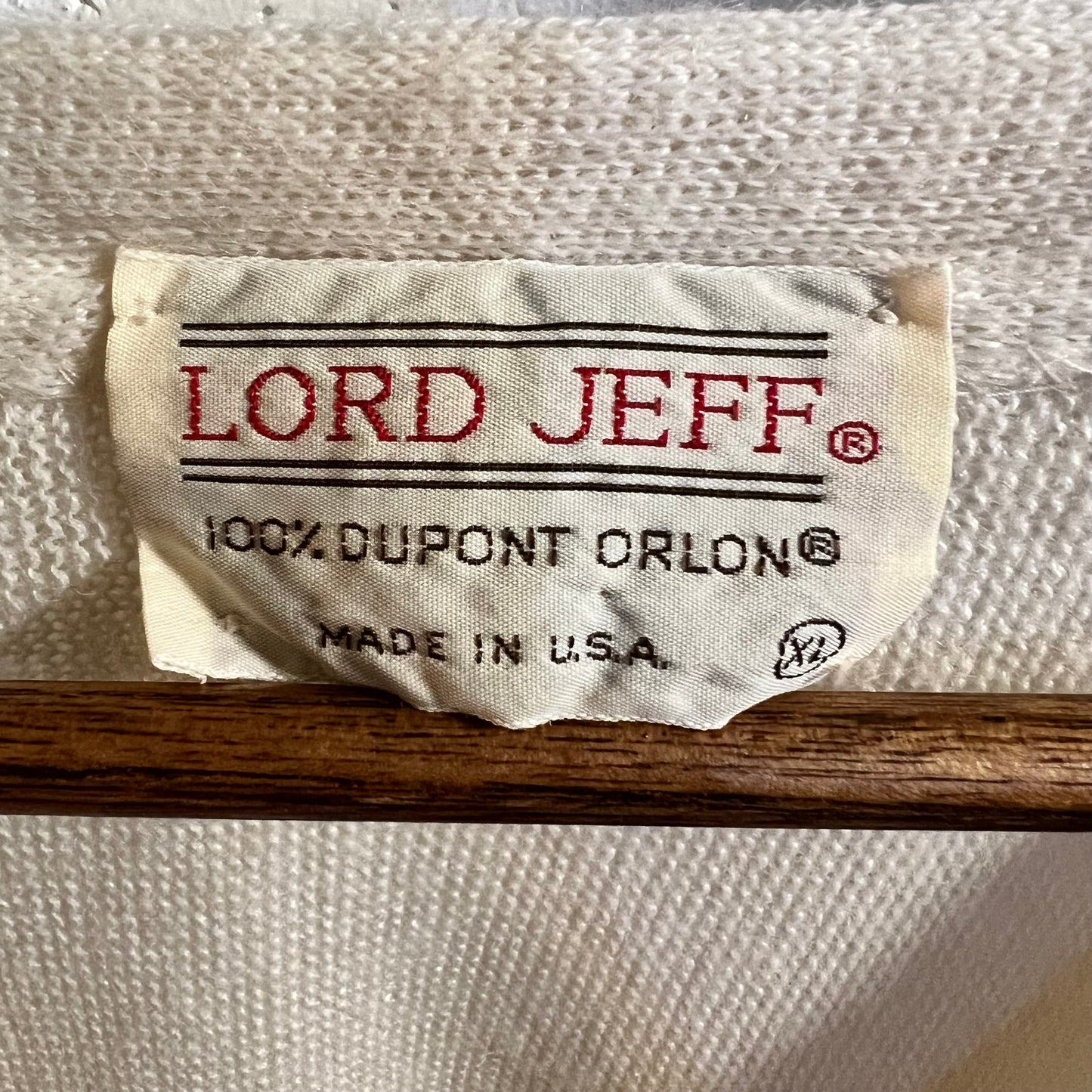 Vintage 60’s/70’s Lord Jeff 100% Acrylic Knitted Cardigan Sweater - Size XL - Made In USA - Cream