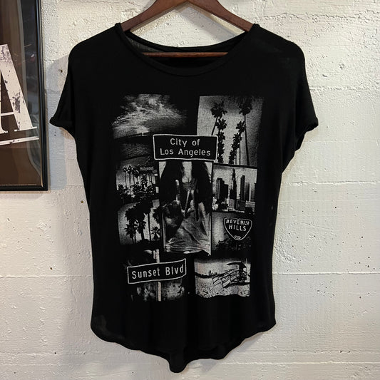 Vintage Y2K Miss Royal T ‘City Of Los Angeles’ Graphic Baby T-Shirt - Size Small - Made In USA - Black/White