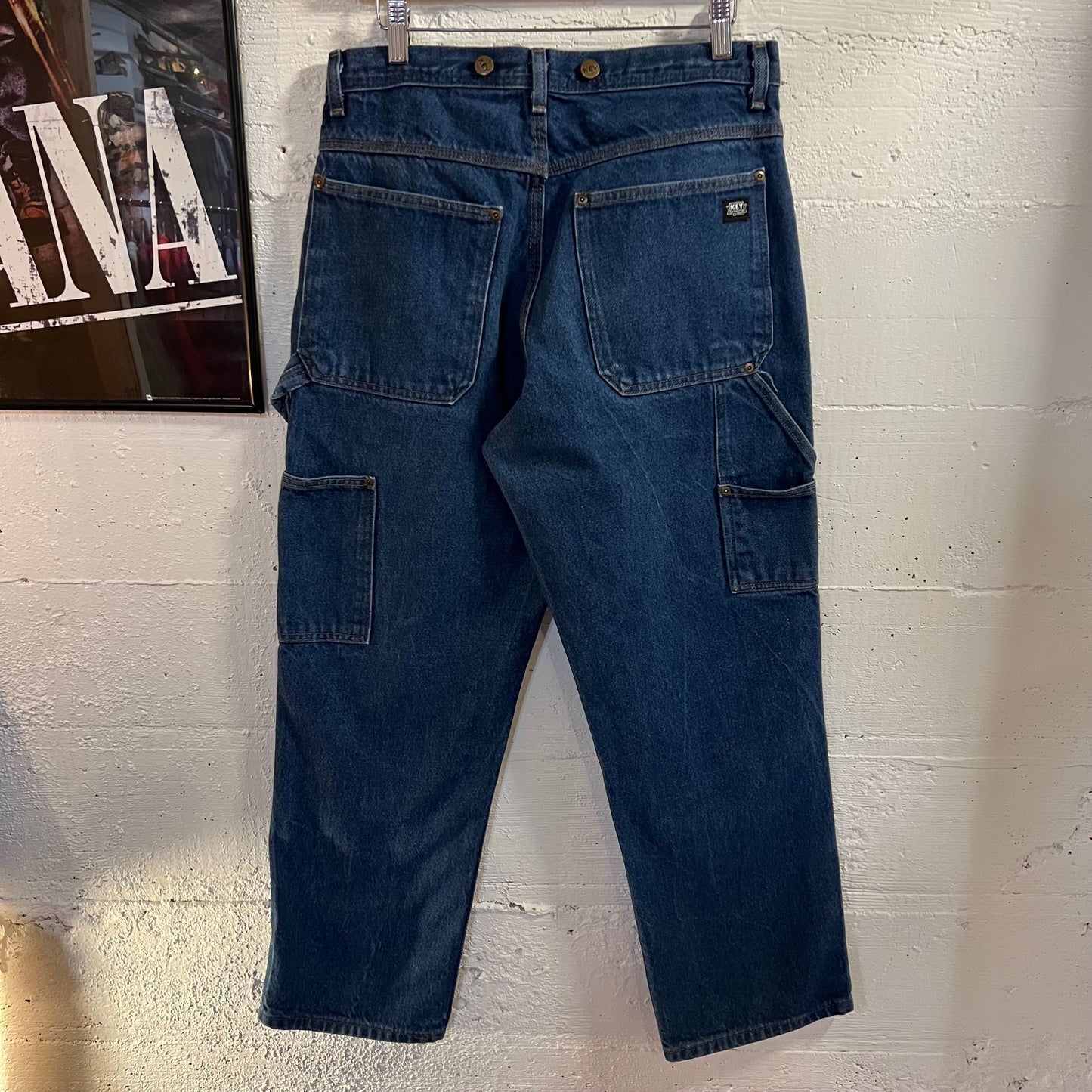 Vintage 90’s Key Double Knee Carpenter Denim Jeans - Size 32x30 - Dark Wash
