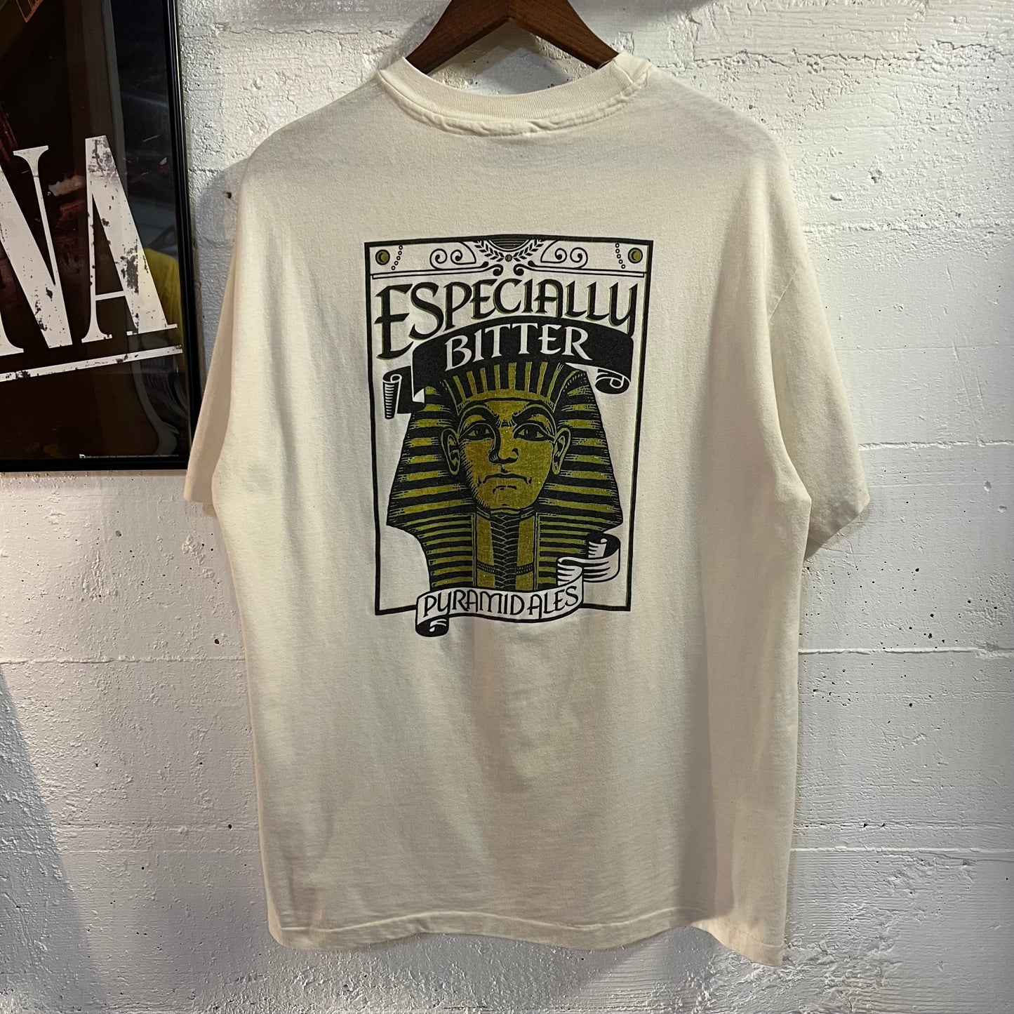 Vintage 90’s Special Bitter Pyramid Ales Single Stitch T-Shirt - Size Large - Made In USA - White/Black/Gold