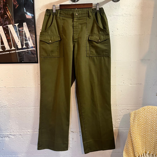 Vintage 90's BSA Boy Scouts Of America Union Made Cotton Official Uniform Pants - Size 36" x 36" - Olive Drab - Union Made In USA