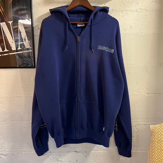 Vintage 90's Homegrown Pop Punk Band Discus Athletic Zip-Up Sweatshirt - Size XL - Made In USA - Navy