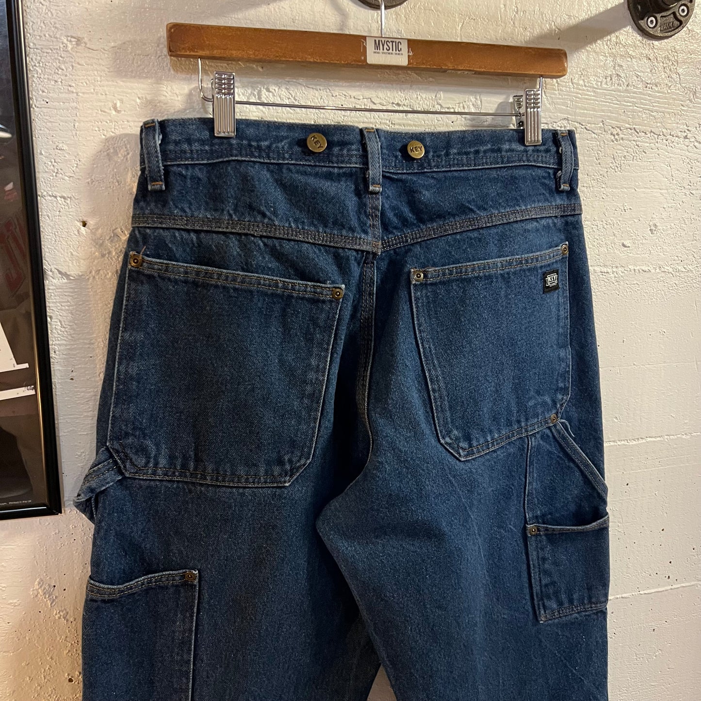 Vintage 90’s Key Double Knee Carpenter Denim Jeans - Size 32x30 - Dark Wash