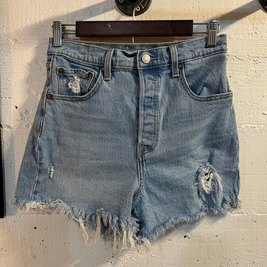 Levi’s Premium Frayed Ribcage Women’s Denim Shorts - Size W28 - Light Wash