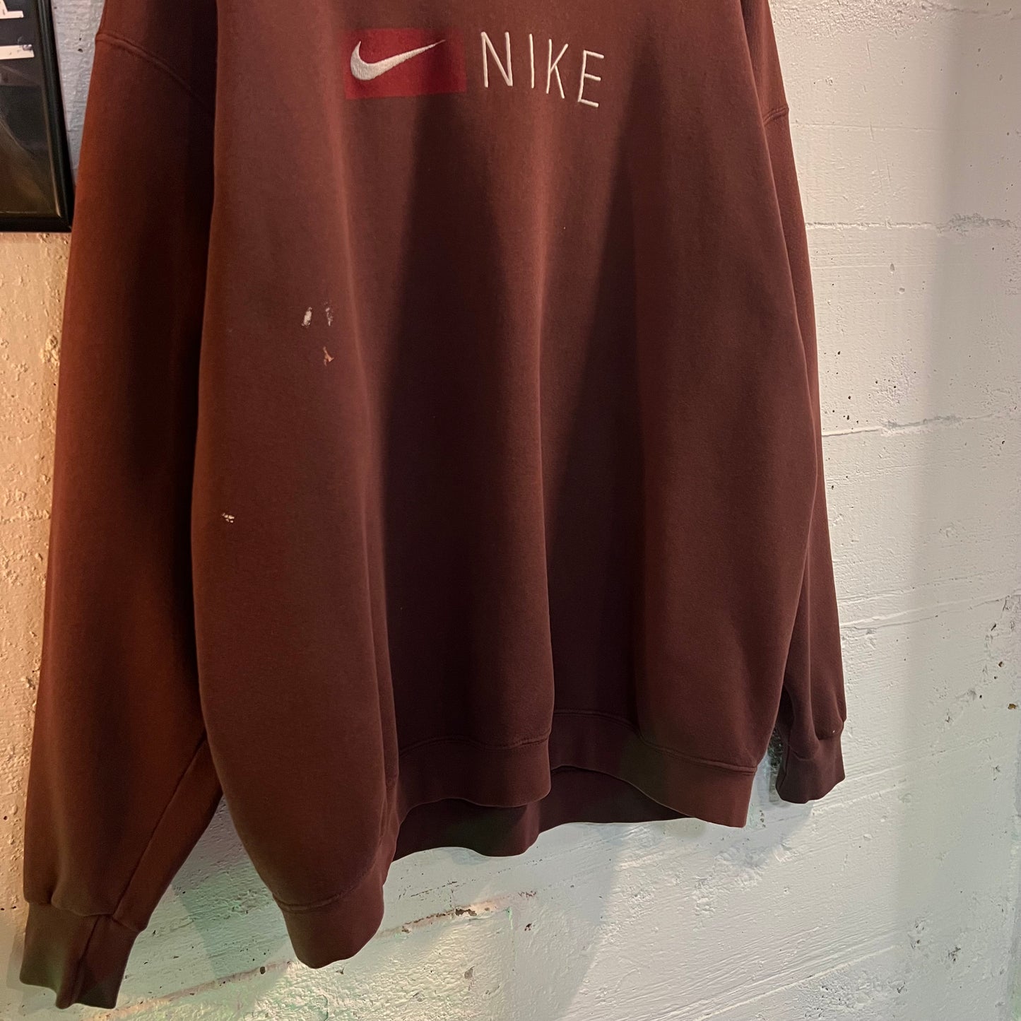 Vintage 90's Distressed Nike Embroidered Spellout Swoosh Logo Crewneck Sweatshirt - Size XL - Made In USA