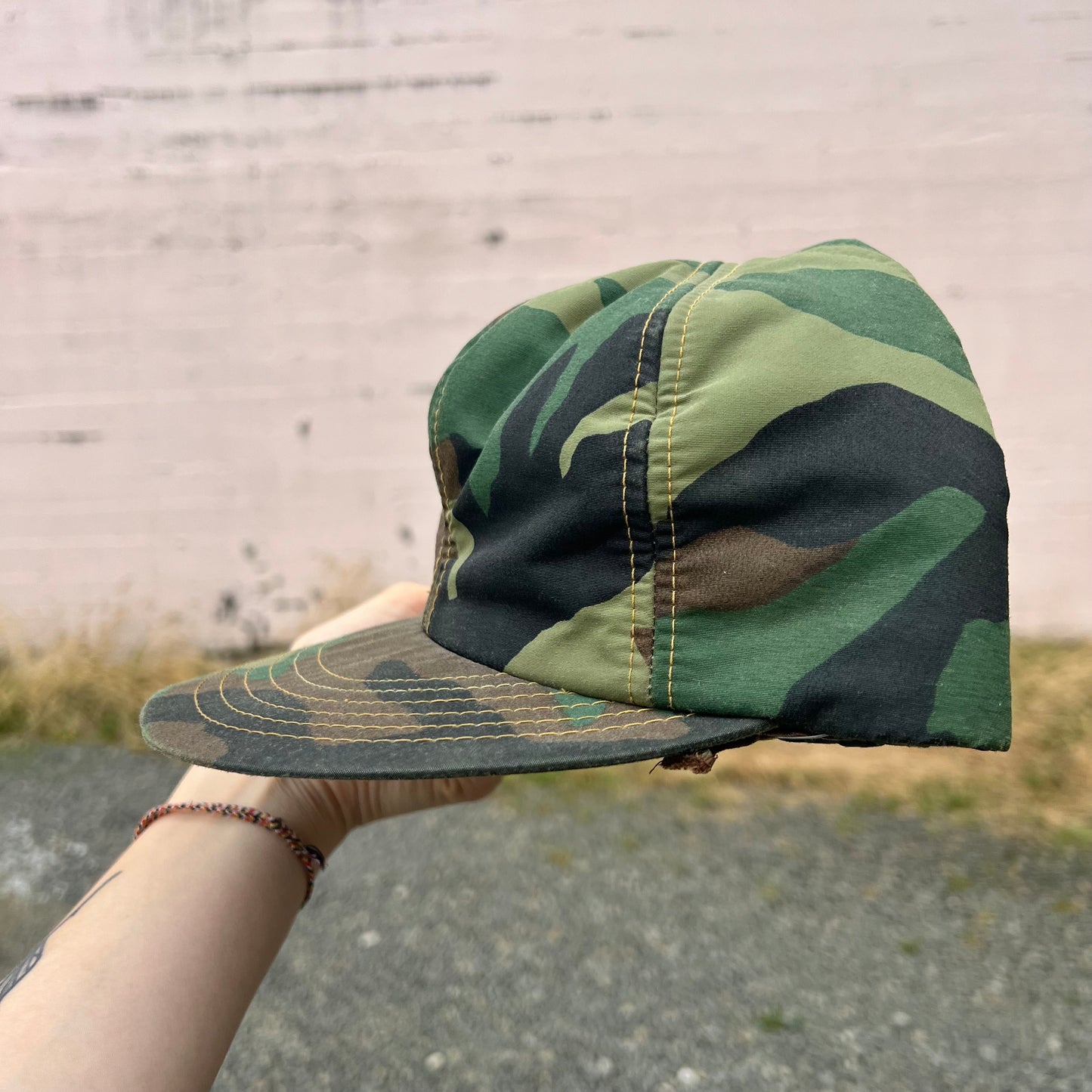 Vintage 1970's Woodland Camoflauge Gore-Tex Hunting Cap - Size X-Large - Made In USA