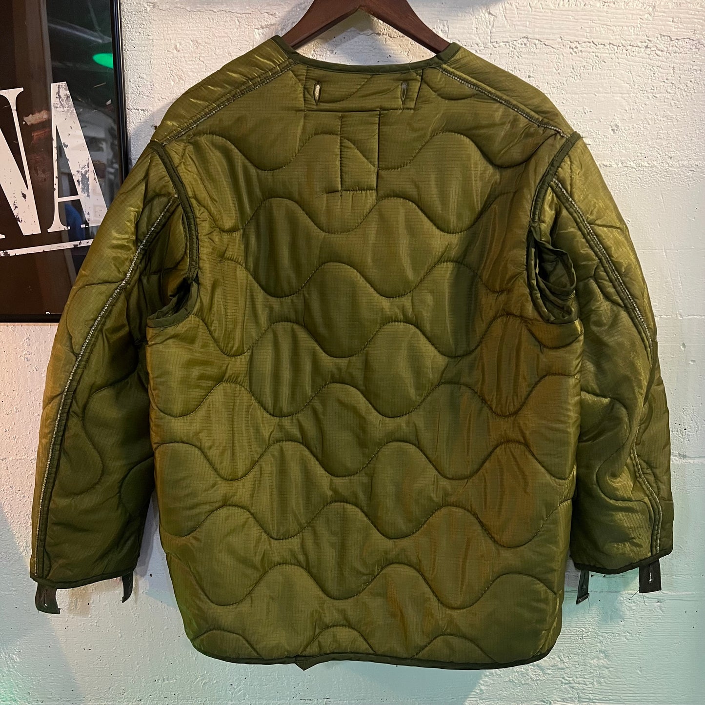 Vintage 80's U.S. Military Issue Quilted Liner Coat - Size Small - Made In USA - Olive Drab