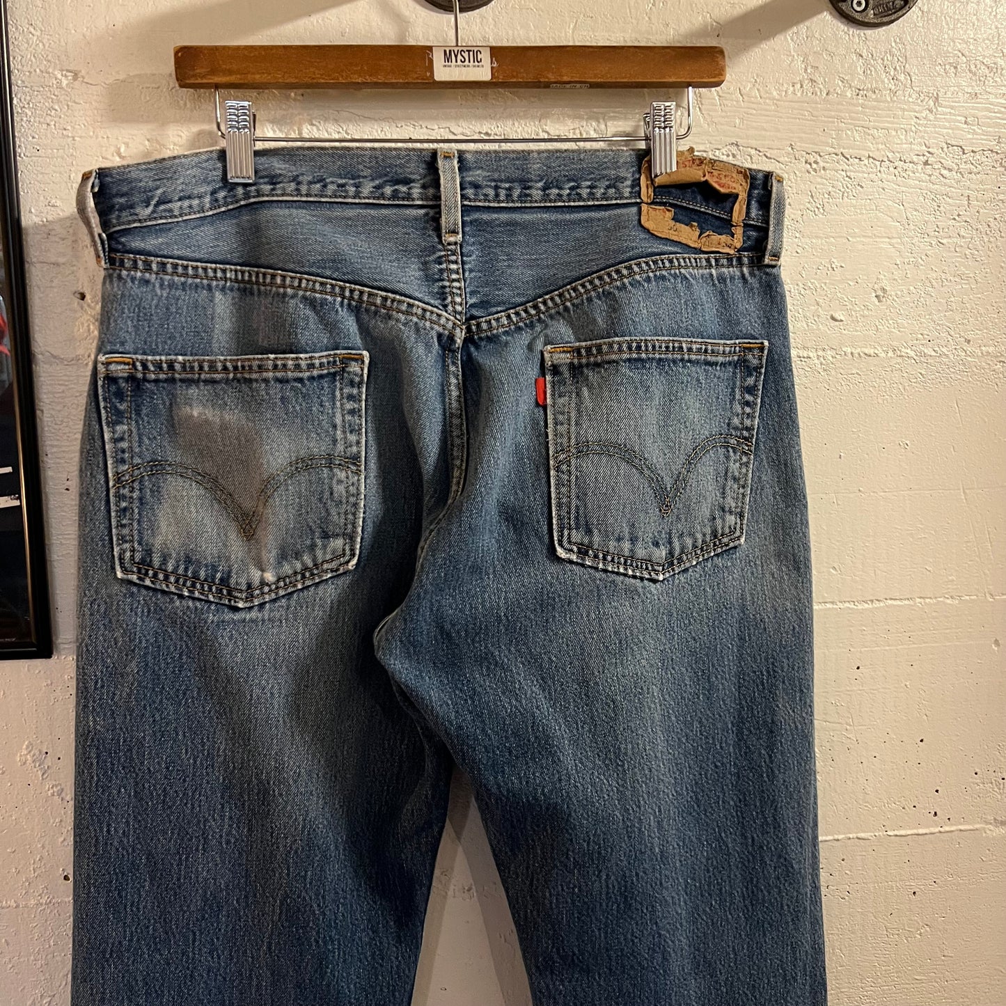 Vintage Distressed 2000's Levi's 501-0115 - Size 35" x 33" - Made In Guatemala - Mid Wash Indigo