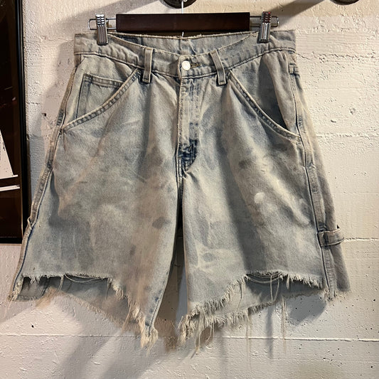 Vintage 90's Levi's L2 Distressed Cutoff Denim Cargo Shorts - Size 30" - Light Wash Blue
