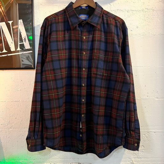 Vintage 90's Pendleton Authentic Muir Tartan Plaid Button Up Lodge Shirt Wool Flannel - Size XL - Blue/Red/Black/Yellow