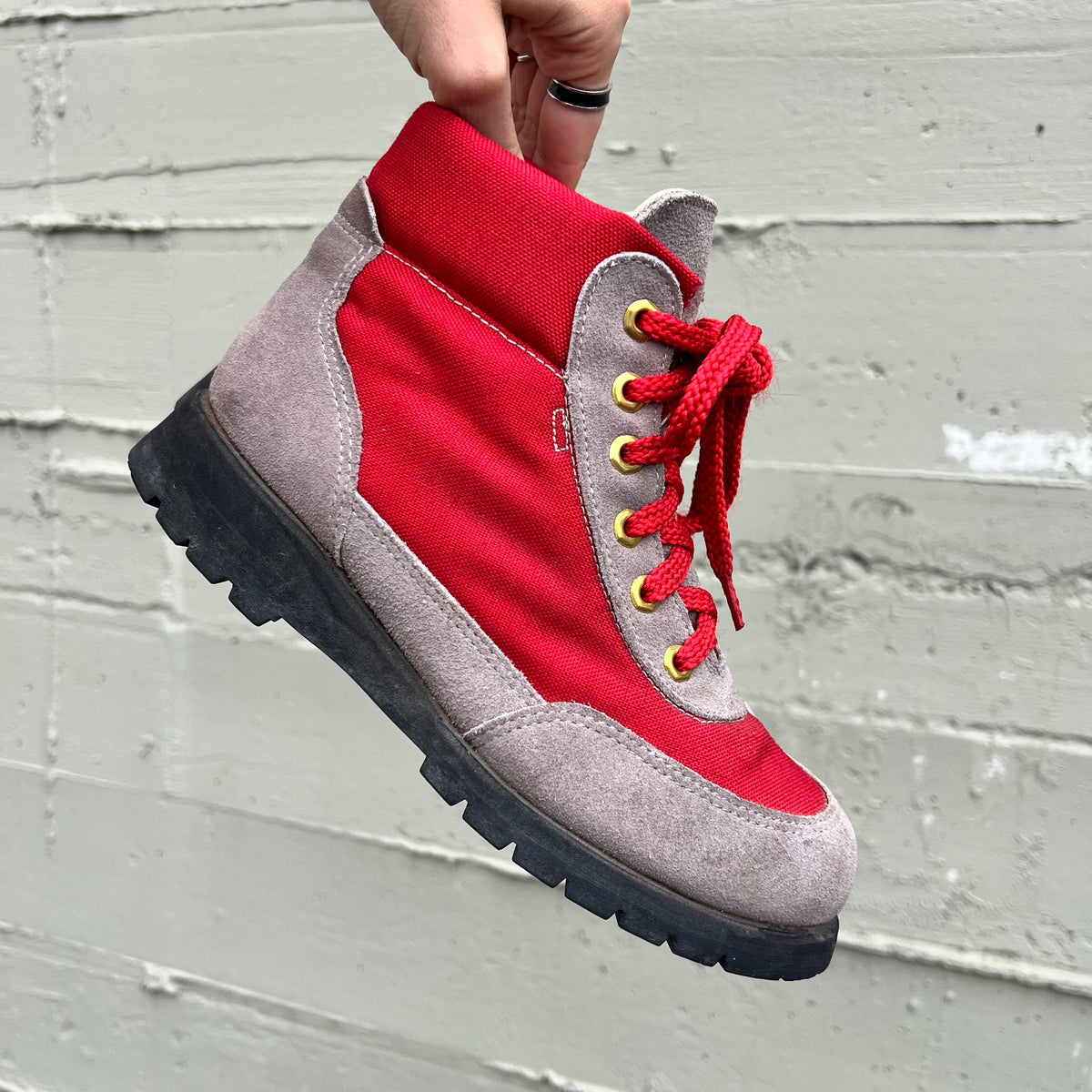 Vintage Rocky Boots Hiking Boot - Size 8M/9.5W - Red/Gray - Made In USA