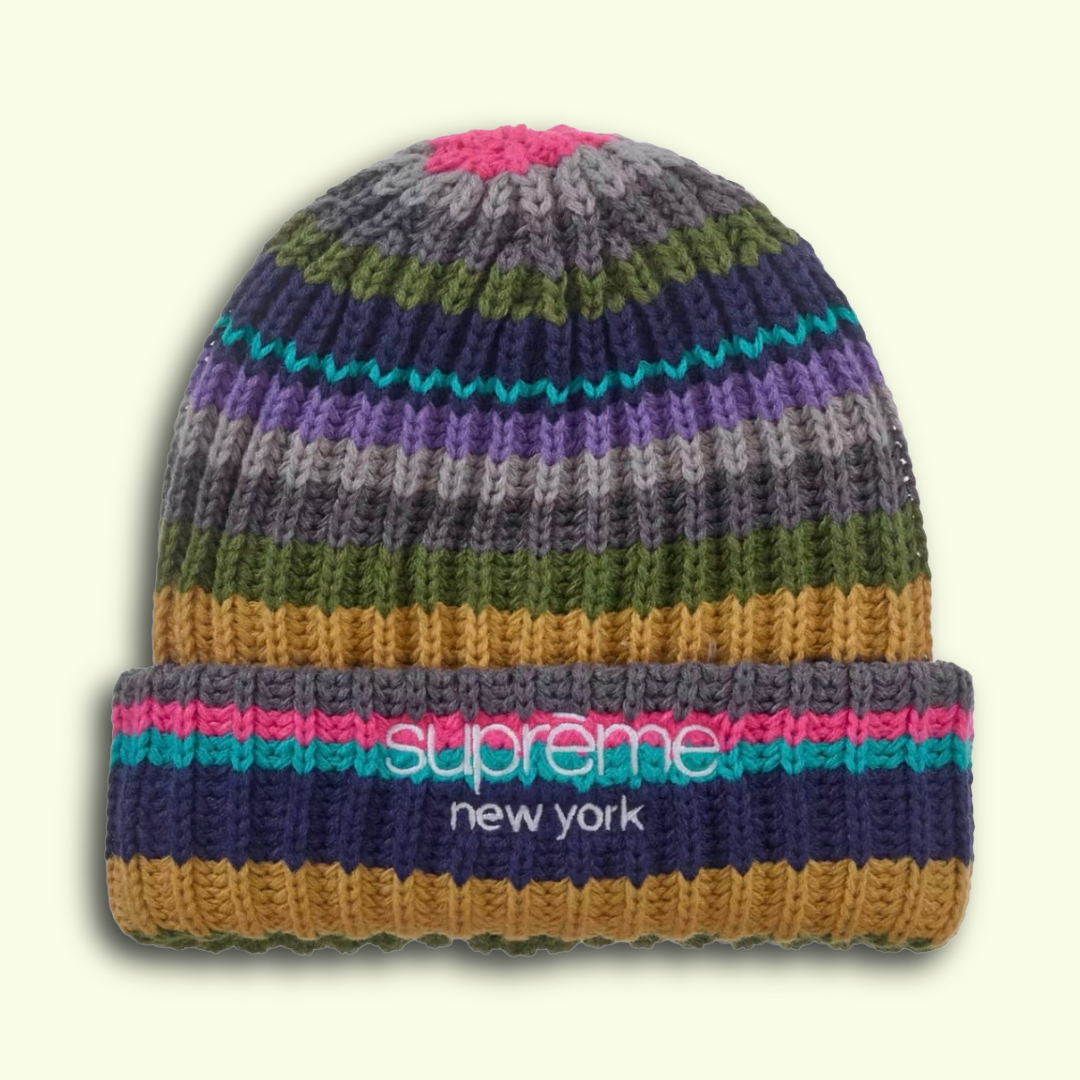 *New* Supreme Ribbed Classic Logo Knit Beanie (FW26) - O/S - Multicolor