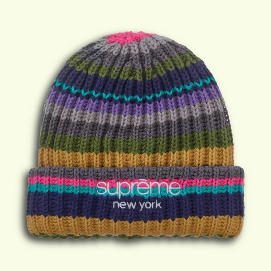 *New* Supreme Ribbed Classic Logo Knit Beanie (FW26) - O/S - Multicolor