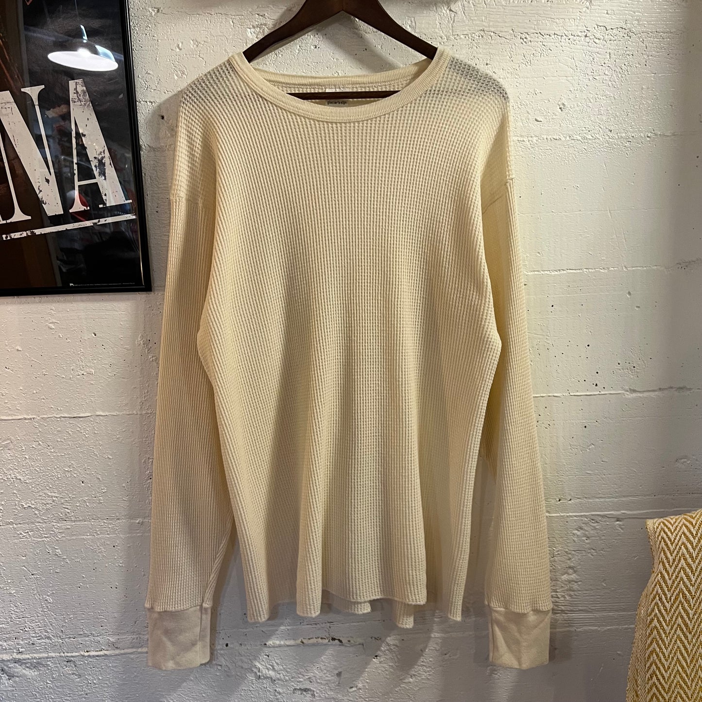 Vintage 90’s Glaciers Edge Waffle Knit Long Sleeve Thermal Shirt - Size XL - Antique White