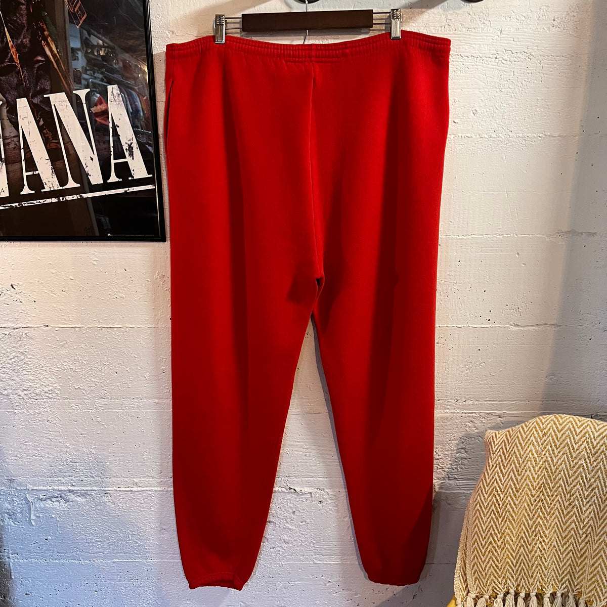 Vintage 90’s Chicago Blackhawks NHL Home Team Advantage Fleece Lined Sweatpants - Size XL (40) - Made In USA - Red