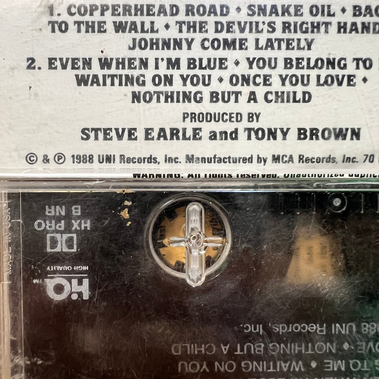 Vintage 1988 Steve Earle 'Copperhead Road' Cassette Tape