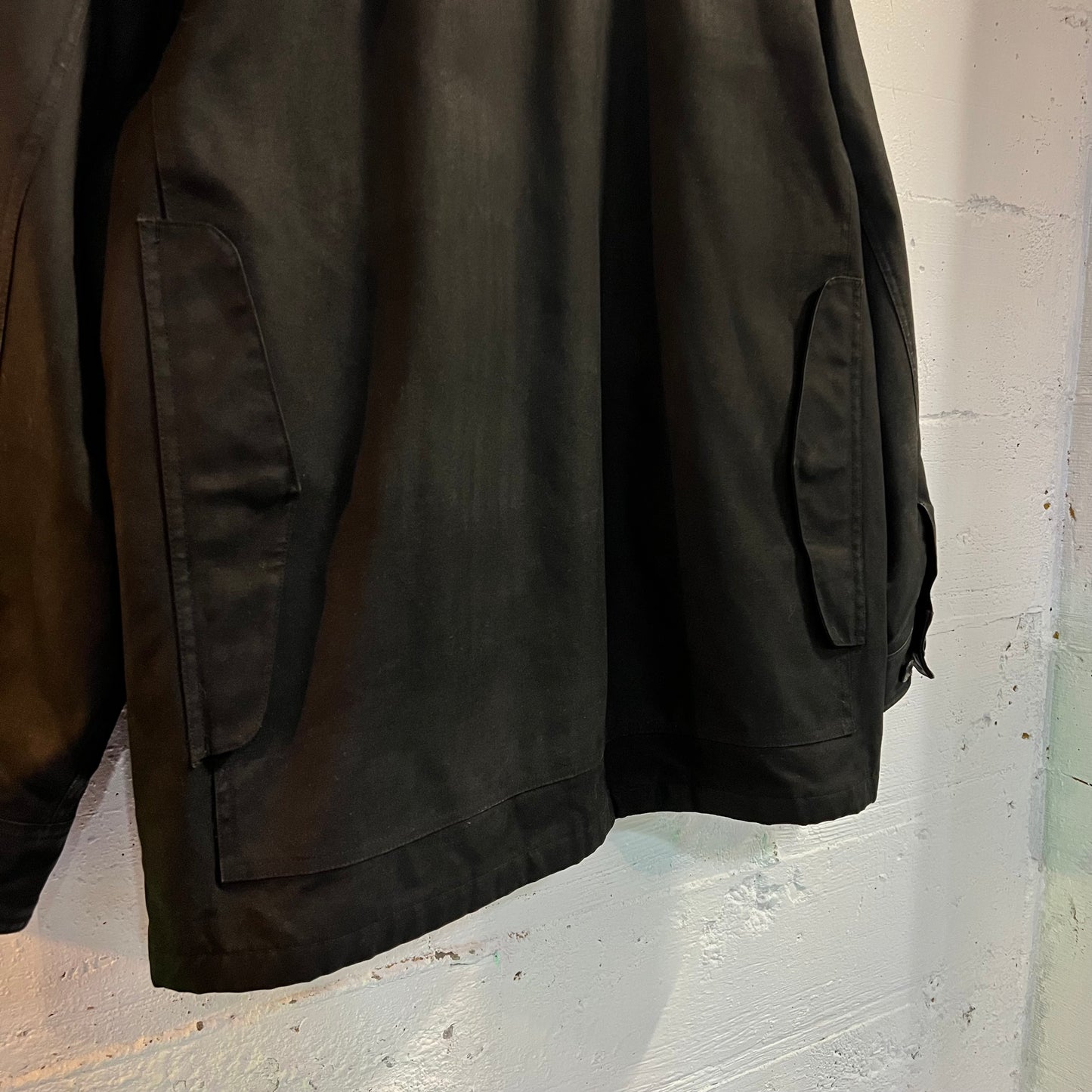 Vintage 90's Polo Ralph Lauren Waxed Canvas & Leather Hunting Jacket - Size Large - Black/Black
