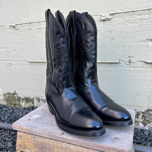 Laredo Paris Leather Western Cowboy Boots 4240 - Size 9D - Black