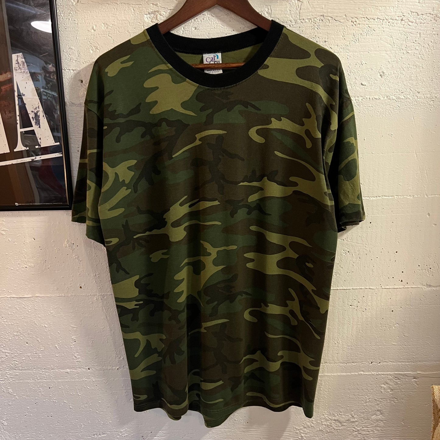 Vintage Army/Woodland Camo Single Stitch T-Shirt - Size Large - Made In USA - Earth Toned
