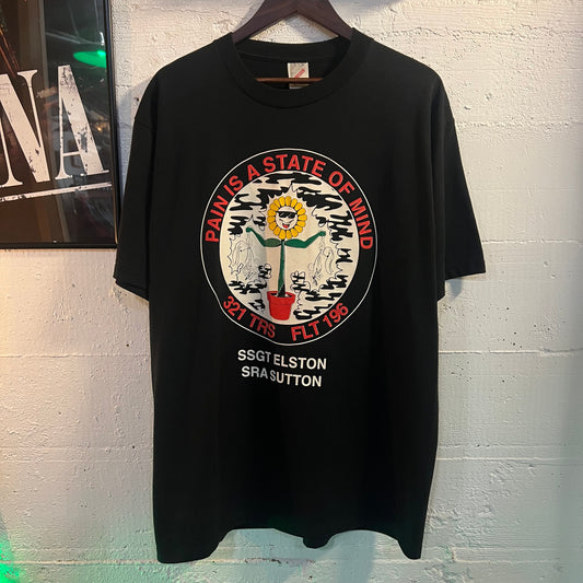 Vintage 90's Military Squadron 'Pain is a state of mind' Graphic T-Shirt - Size XL - Made In USA - Jerzees - 1996