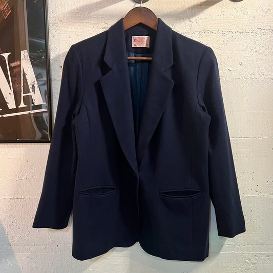 Vintage 1980's Pendleton Virgin Wool Blazer Sport Coat - Size 6 (Small)  - Made In USA - Navy