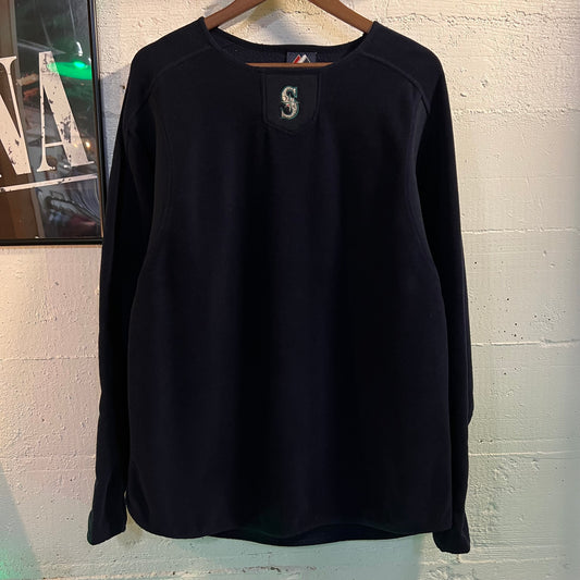 Vintage Seattle Mariners Pullover Fleece Crewneck Sweatshirt - Size XL - Navy/Northwest Green