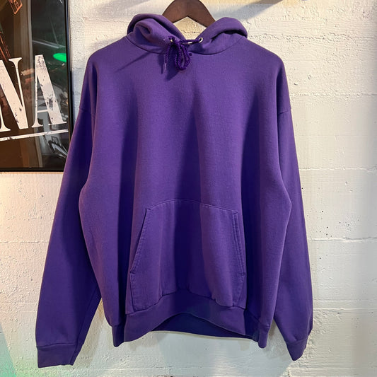 Vintage Hanes Baggy Blank Hoodie Sweatshirt - Size Large - Purple