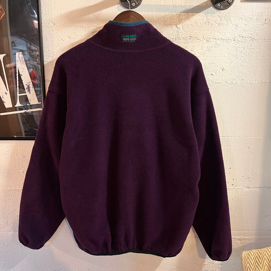 Vintage 90’s Sierra Sport 1/4 Snap Buttoned Pullover Fleece Jacket - Size Medium - Made In USA - Purple/Turquoise