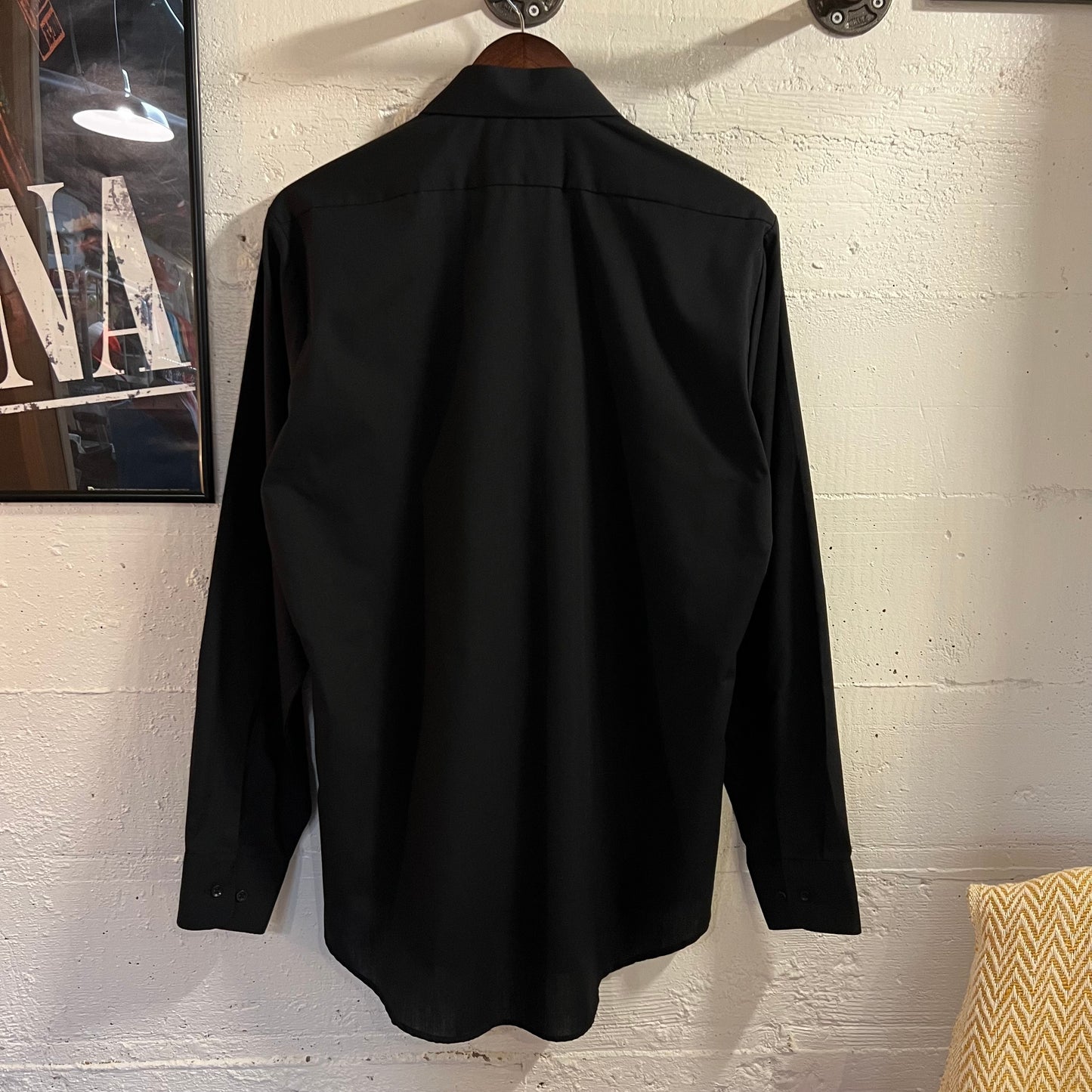Vintage 80's Classix Black Long Sleeve Button Up Dress Shirt - Size 15-15 ½ - Black