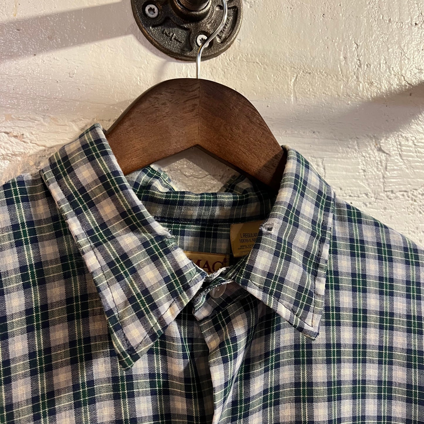 Vintage 90's Big Mac Plaid Button Up Flannel - Size Large (Reg.) - Made In USA - Blue/Green/White
