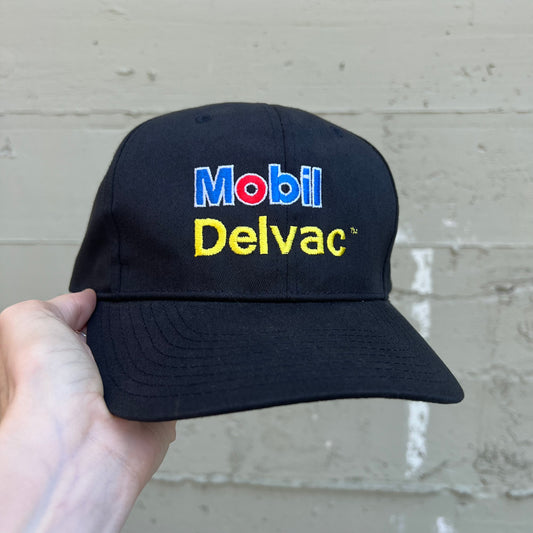 Vintage Embroidered Mobil Gas Delvac Snapback Hat - One Size Fits All - Black