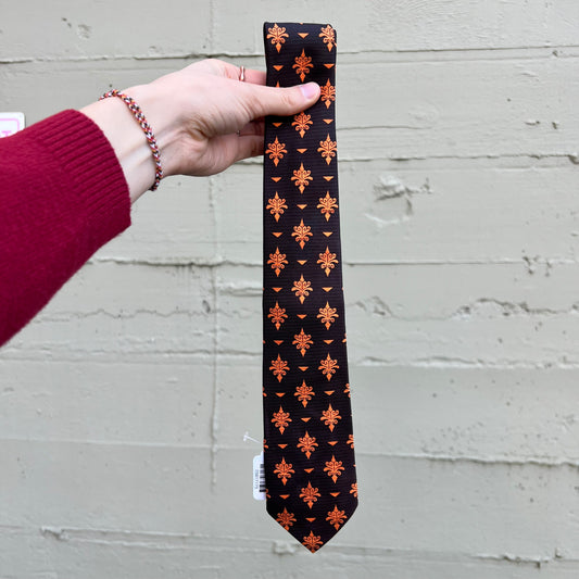 True Vintage 1950's Penney's Towncraft Slim Necktie - Brown/Orange - Made In USA