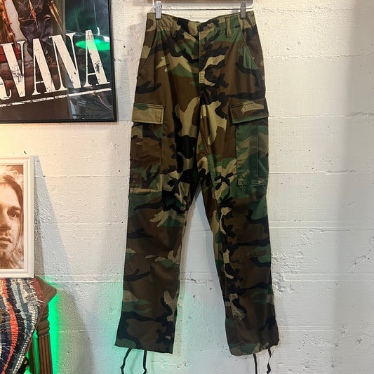 Vintage 1980's U.S. Military Issue Woodland Camo Pants - Size X-Small (22"-27") - Made In USA - DLA100-87-C-0810