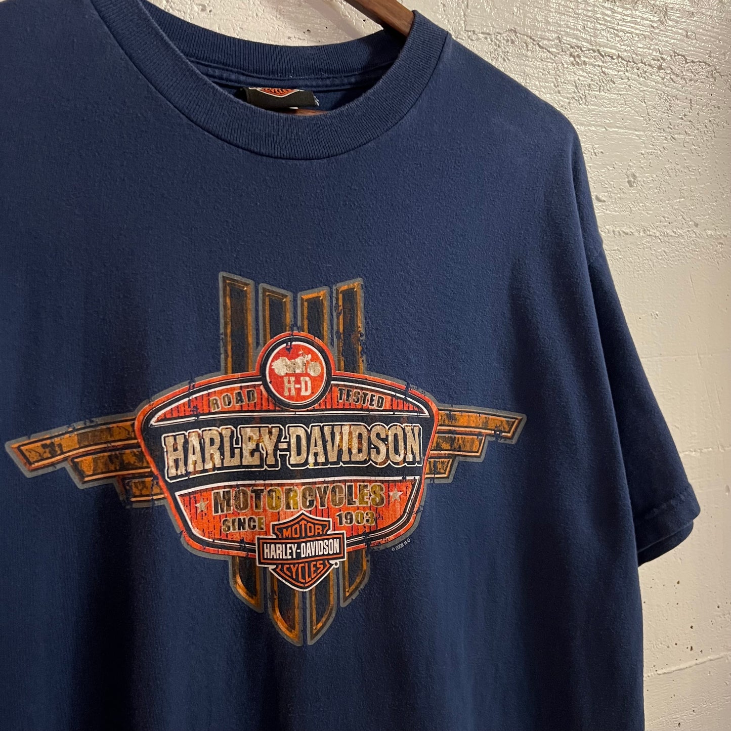 2008 Harley Davidson Wausau, Wisconsin Graphic T-Shirt - Size XL - Navy/Multi