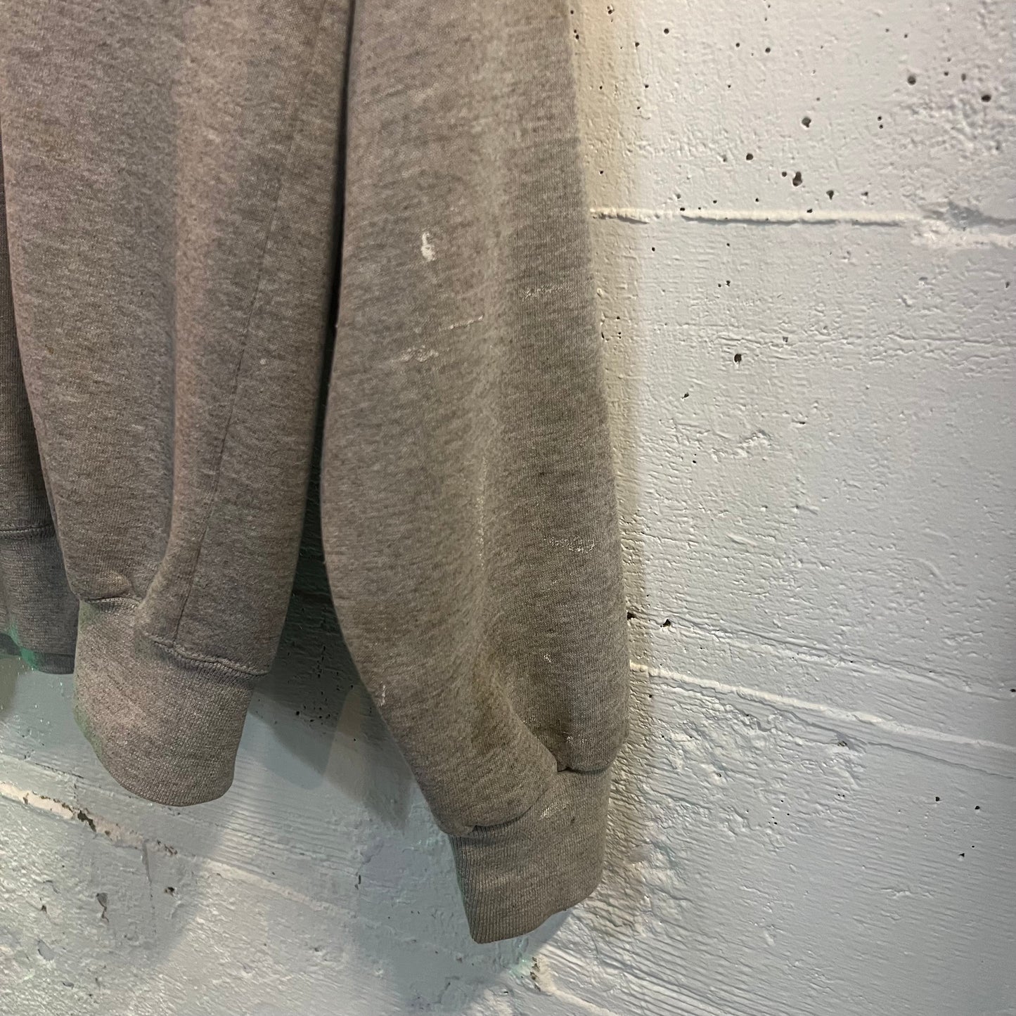 Vintage Russell Athletic Distressed Quarter Zip Sweatshirt - Made In USA - Size XL - Light Heather Grey