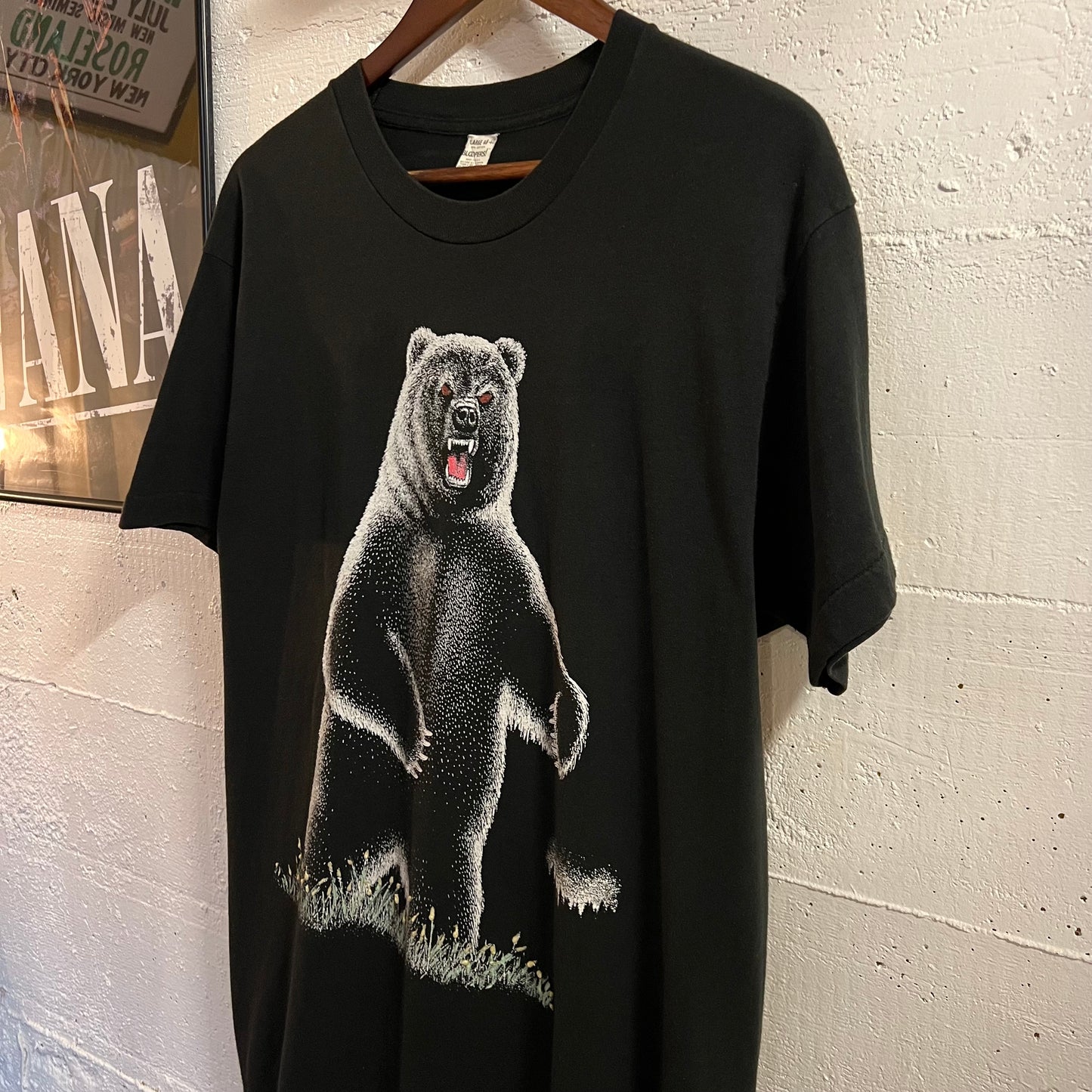Vintage 80’s Wildlife Angry Bear Graphic Single Stitch T-Shirt - Size XL - Made In USA - Black/White/Multi