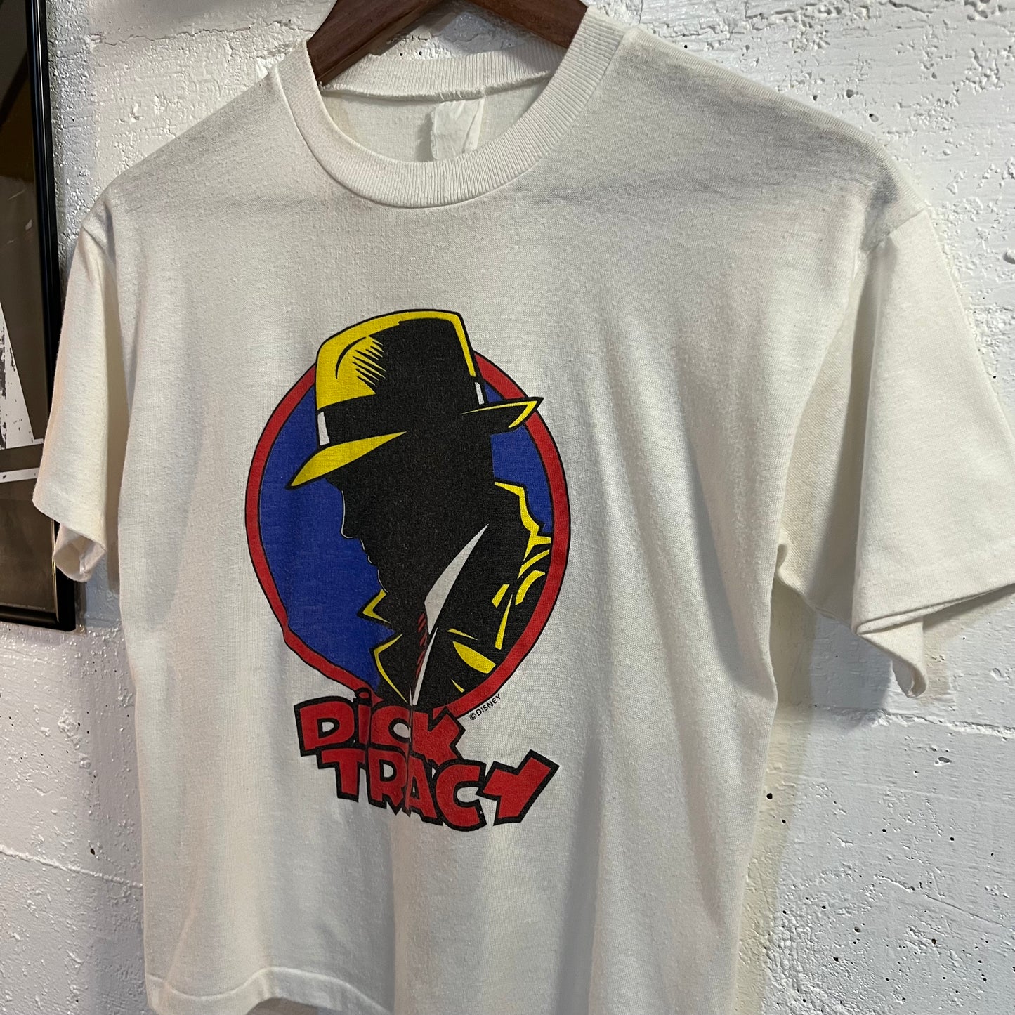 Vintage 90's Disney Dick Tracy Single Stitch Graphic Baby Tee - Size Small - Made In USA - White