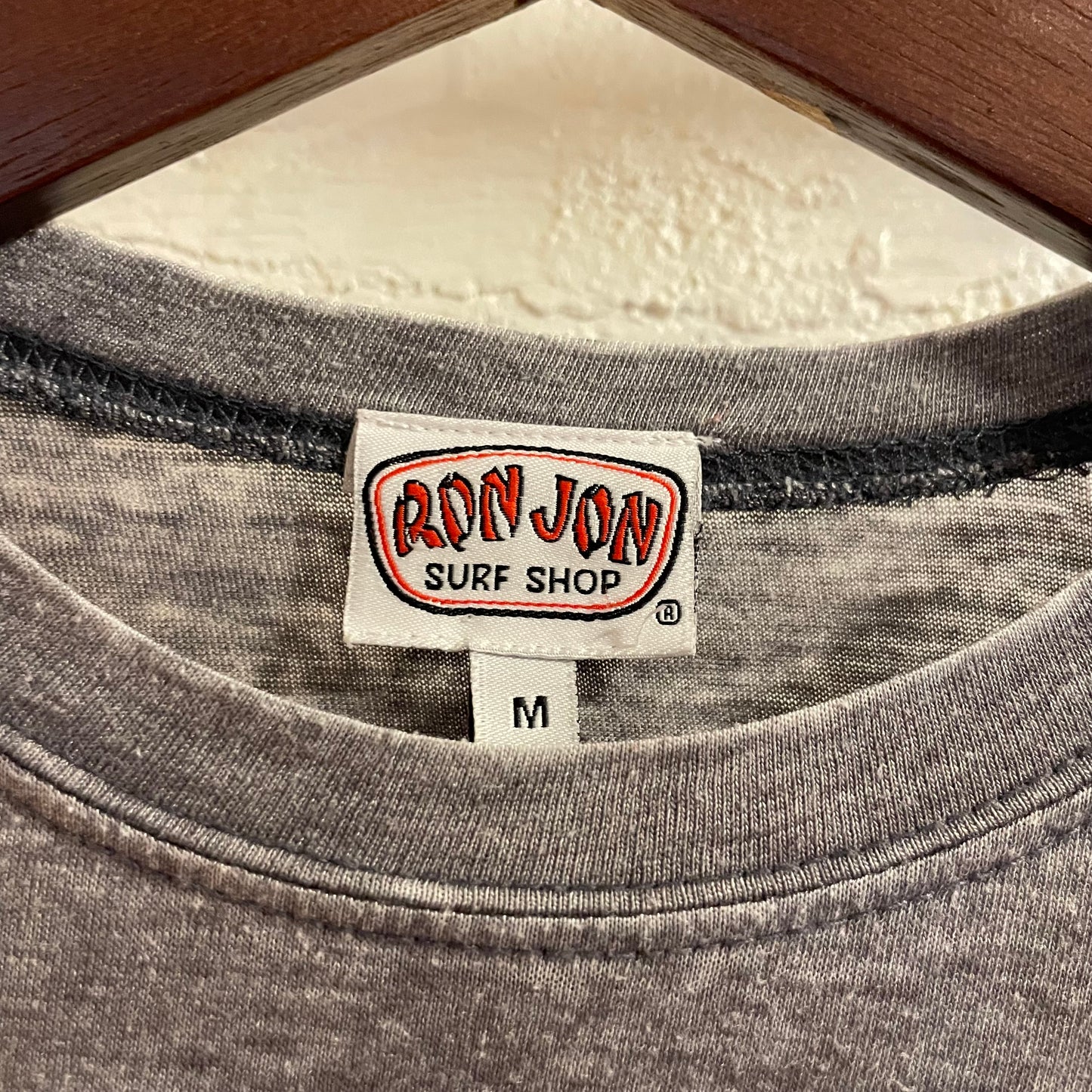 Y2K Ron Jons Surf Shop Jersey Style Baby Tee - Size Medium - Gray/Blue