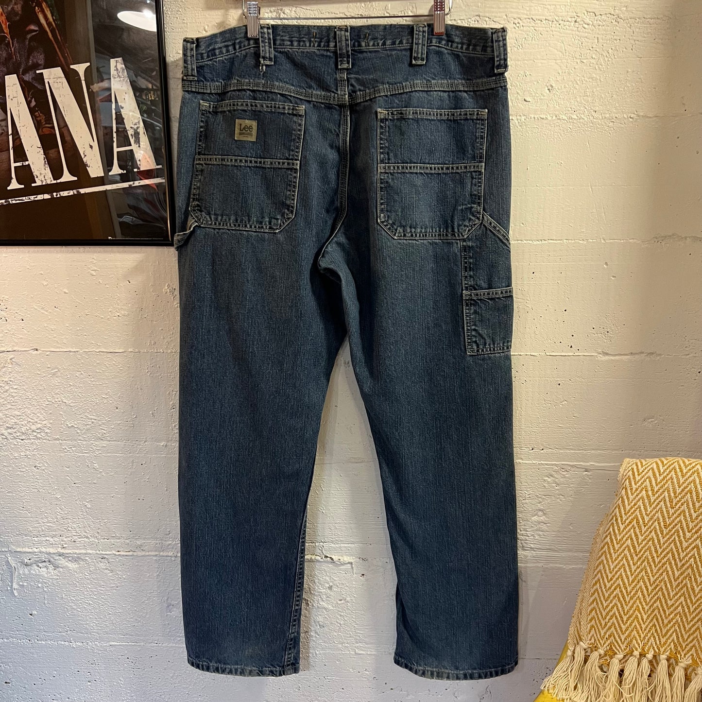 Vintage 2000's Lee Denim Carpenter Baggy Jeans - Size 38" x 31" - Mid Wash Indigo - 100% Cotton