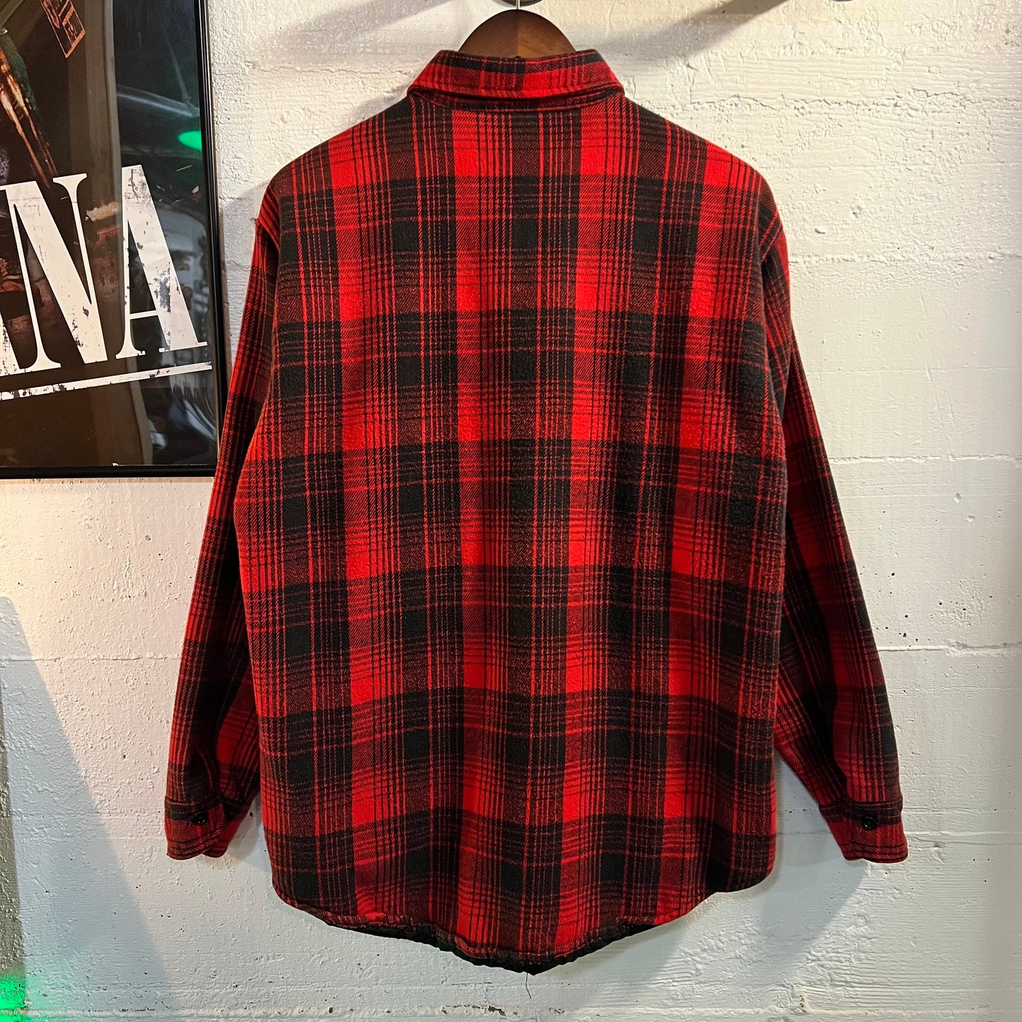 Vintage Plaid Quilted Plaid Flannel Overshirt - Size Large - Red/Black