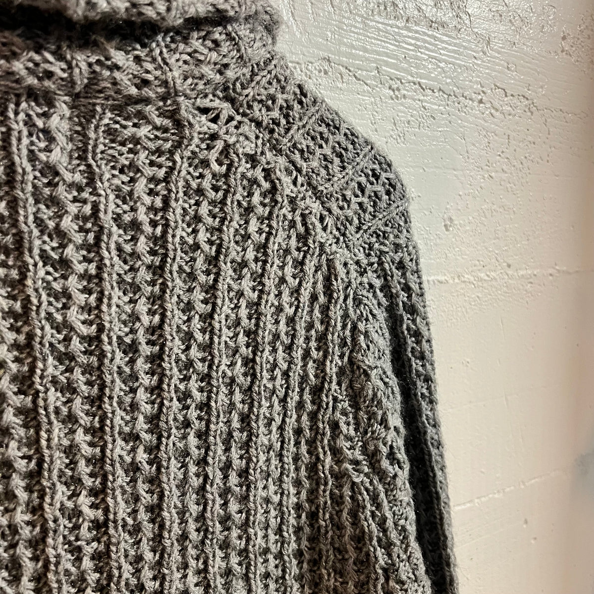Vintage 70’s/80’s Sears Chunky Knitted Shawl Collar Cardigan Sweater - Size Large - Grey