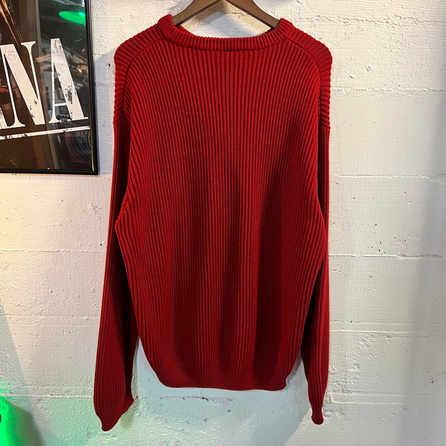 Vintage Embroidered Timberland Rib Knitted Sweater - Size Large - Red