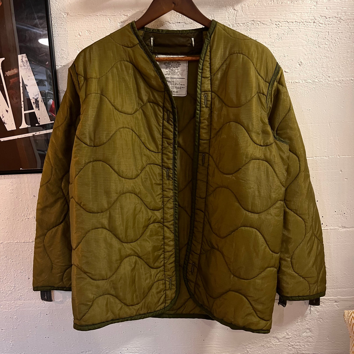 Vintage 80's U.S. Military Issue Cold Weather M-65 Coat Liner - Size XS - Made In USA - Olive Drab