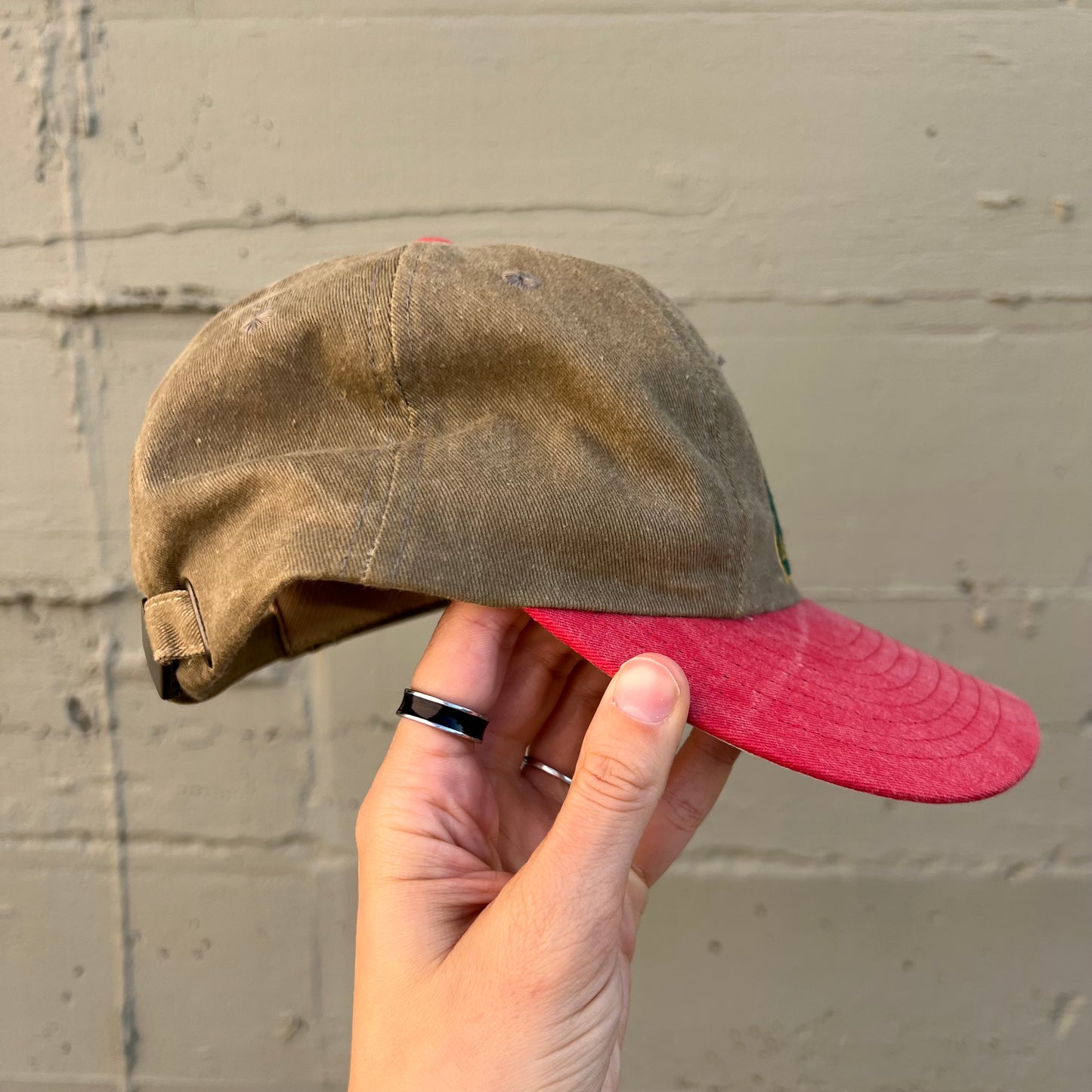 Vintage 1996 Atlanta Olympics Embroidered 6-Panel Strapback Dad Hat - O/S - Washed Salmon/Khaki